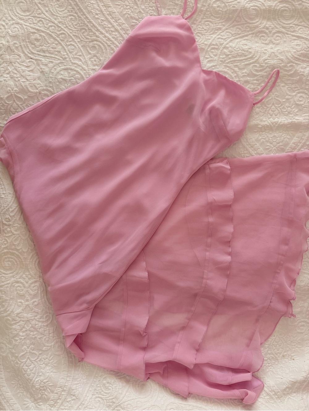 Pink Ruffle Maxi Skirt with High Slit - Picture 4 of 4